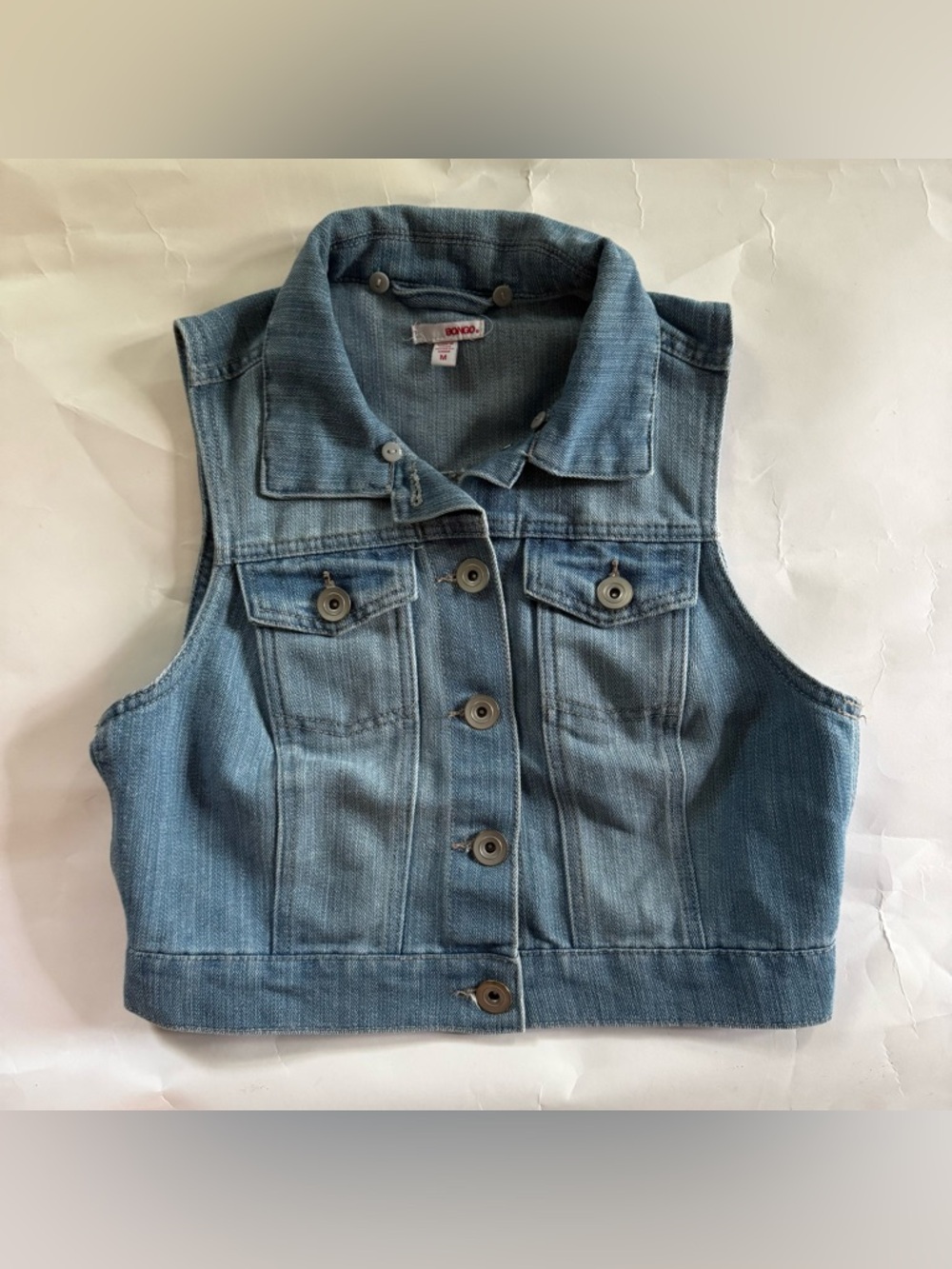 90’s Vintage Bongo Cropped Denim Button-Up Vest